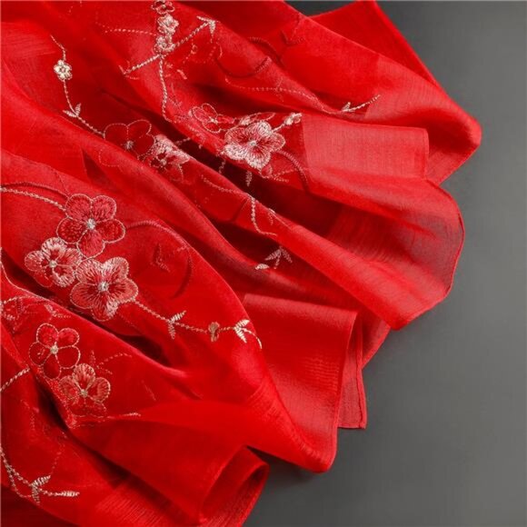 Women Silk & Wool Long and Large Scarf Shawl Wrap For Evening Dress - Picture 5 of 6